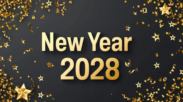 letters New year 2028 laid on flat background with high angle view, celebration concept. Neural network generated image. Not based on any actual scene or pattern.