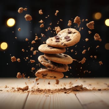 Buttery Chocolate chip cookies. Food sweet. Generate Ai