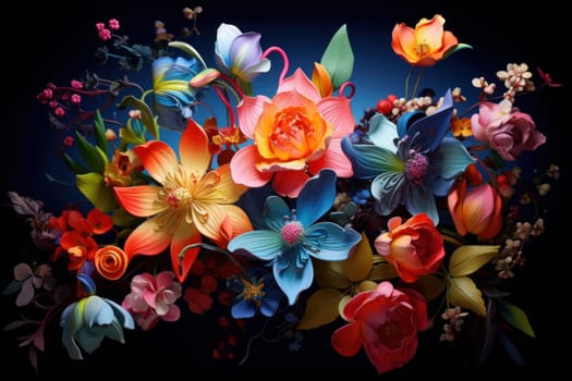 Multicolored Colorful flowers. Summer floral. Generate Ai