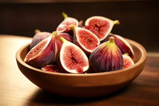 Pulpy Fresh sliced figs. Seed dessert. Generate Ai