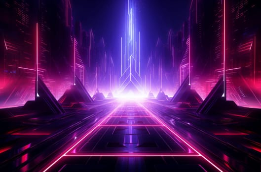 Otherworldly Abstract neon geometric futuristic model. Club electric. Generate Ai