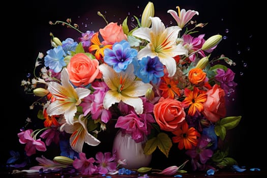 Lush Colorful flower bouquet. Spring floral gift. Generate Ai