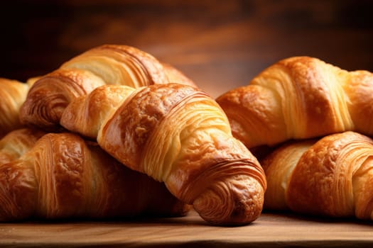 Flaky Tasty croissant. Sugar bake butter. Generate Ai