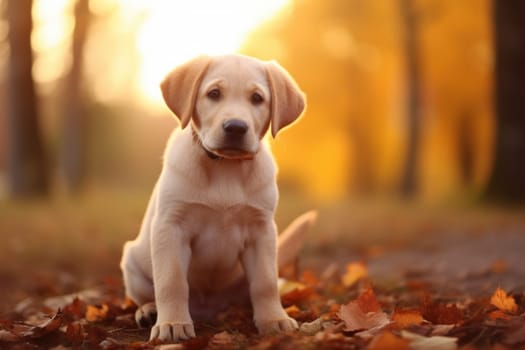 Playful Cute labrador dog. Cute tongue pet. Generate Ai