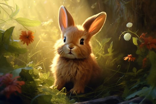 New Cute rabbit. Pet mammal. Generate Ai