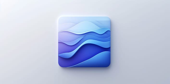 Isometric Waves icon isolated on blue background. Blue square button. Illustration. High quality photo