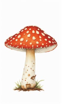 Amanita muscaria mushroom isolated on white background. illustration.