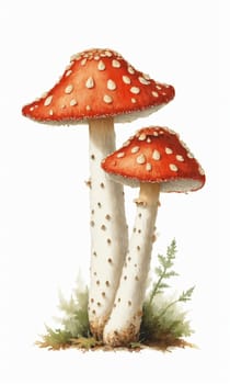 Amanita muscaria mushrooms isolated on a white background