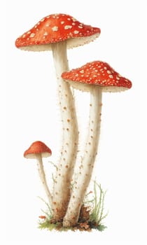 Amanita muscaria mushrooms isolated on a white background