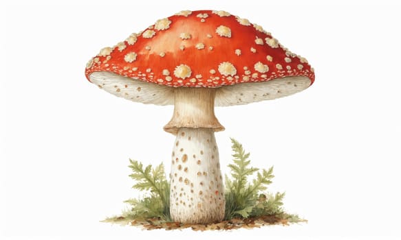 Fly agaric mushroom isolated on white background. 3d render.