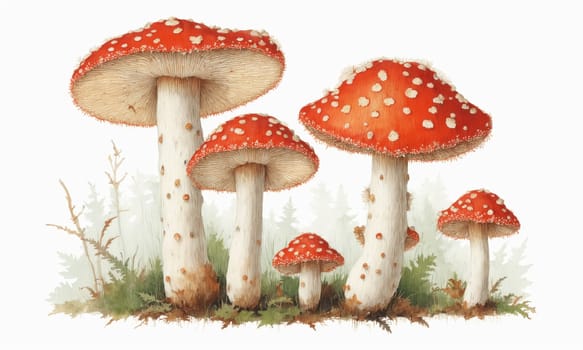 Fly agaric mushroom isolated on white background. 3d render.