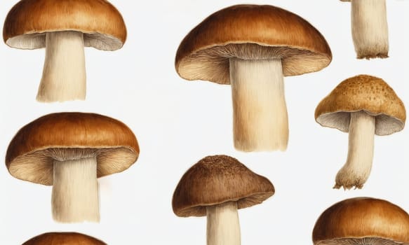seamless pattern with mushrooms on a white background. illustration