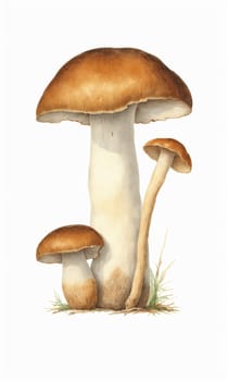 Mushroom isolated on white background. Hand drawn watercolor illustration