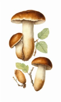 Mushroom isolated on white background. Hand drawn watercolor illustration