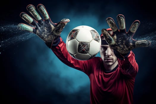 Goalkeepers hands catch ball game. Activity play. Generate Ai