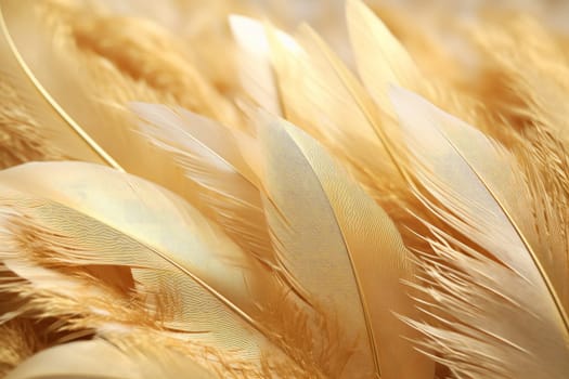 Glistening Gold feathers background. Bird art color. Generate AI