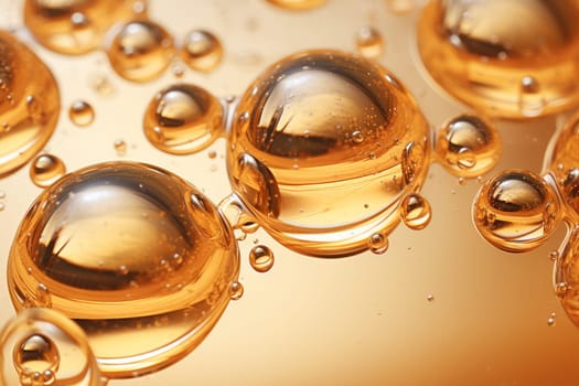 Elliptical Gold oil bubbles. Circle gold orange. Generate Ai