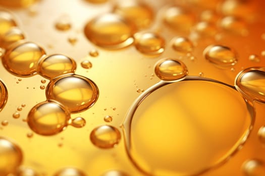 Gold oil bubbles. Circle gold orange. Generate Ai