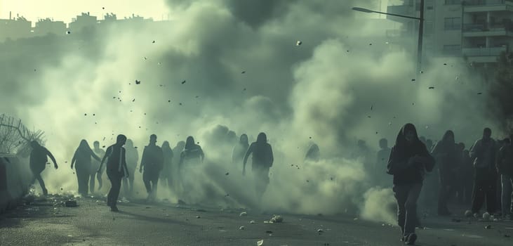 Pro-Palestinian activists march during a protest against U.S and Israel policy in Gaza district High quality photo