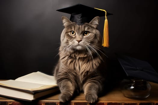 Astute Graduate cat smart. Kitten scientist. Generate AI