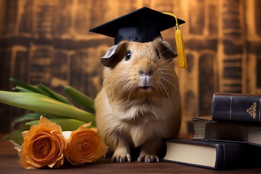 Quick-learning Graduate guinea pig mammal. Home education. Generate Ai