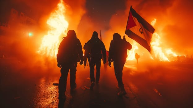 Pro-Palestinian activists march during a protest against U.S and Israel policy in Gaza district High quality photo