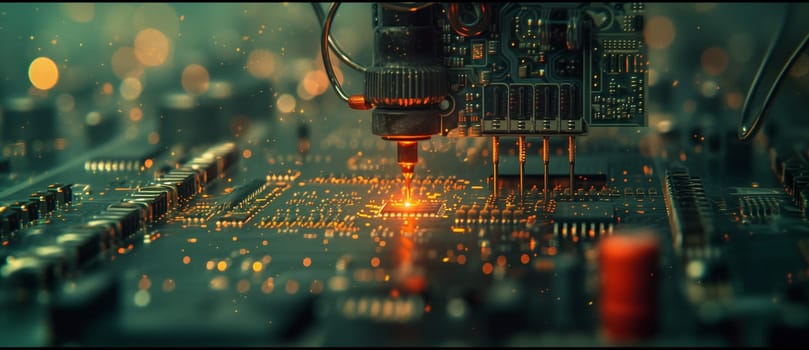 Electronic circuit board close up. High quality photo