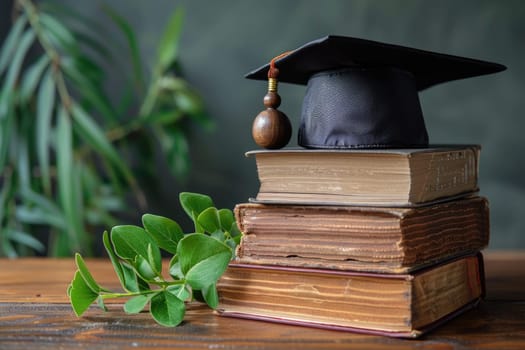 Success Through Education Concept . books and graduate cap. ai generated