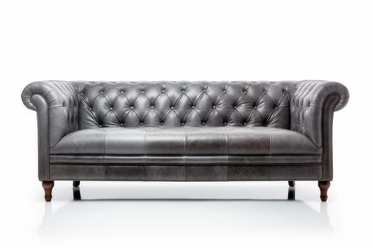 Grey sofa. Seat modern furniture. Generate Ai