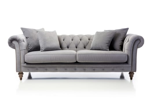 Comfortable Grey sofa. Seat modern furniture. Generate Ai