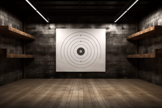 Monochromatic Gun wooden target background. Success training. Generate Ai