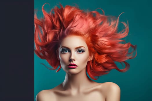 Striking Hair coloring colorful. Girl style. Generate Ai