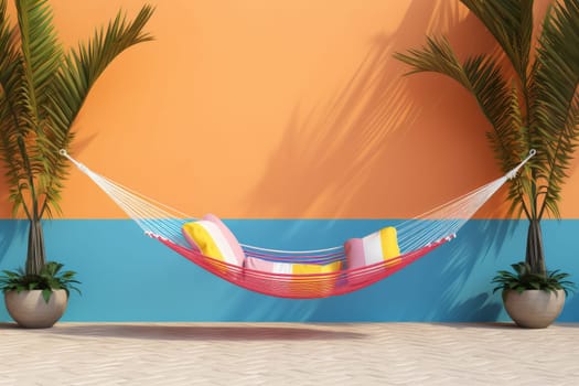 Hammock background. Swing fabric object. Generate Ai