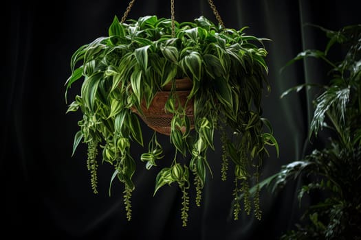 Decorative Hanging wall plant. Nature foliage bush. Generate Ai