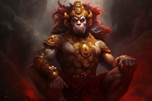 Benevolent Hanuman monkey god. Indian religion. Generate Ai