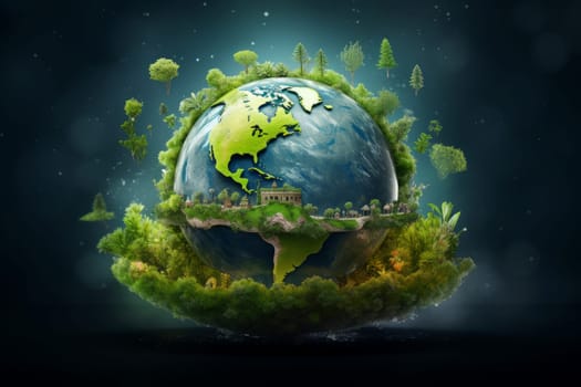 Green Happy earth day. Nature concept. Generate Ai