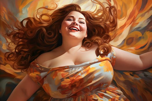 Curvaceous Happy overweight woman. Body size large. Generate Ai