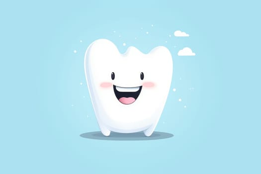 Happy white tooth. Cute mouth tooth. Generate Ai