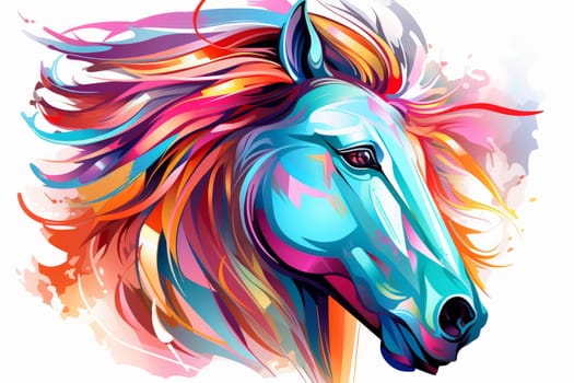 Dynamic Head of abstract horse. Farm nature. Generate Ai