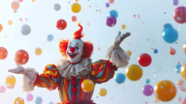 A liquid palette of happy paint colors adorns the balloons as the clown brings entertainment to the event. Their artful performance adds sweetness to the party supply atmosphere