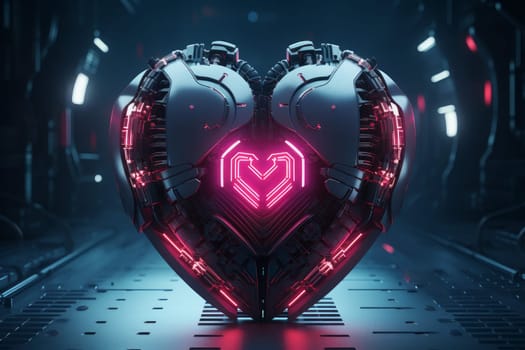 Noirish Cyberpunk heart. Engine passion motor. Generate Ai