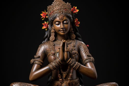 Hinduistic female statue. Hindi asia travel. Generate Ai