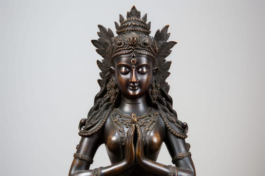 Sculptural Hinduistic female statue. Hindi asia travel. Generate Ai