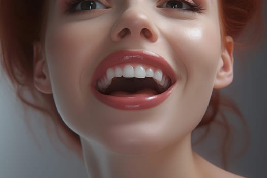Alluring Hollywood woman smile. Hospital dentist. Generate Ai