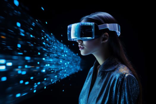 Futuristic Holographic tech glasses. Digital robot. Generate Ai