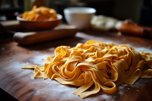 Aromatic Homemade pasta. Machine dish cook. Generate Ai