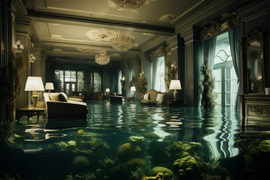 Hotel under water building. Split luxury. Generate Ai