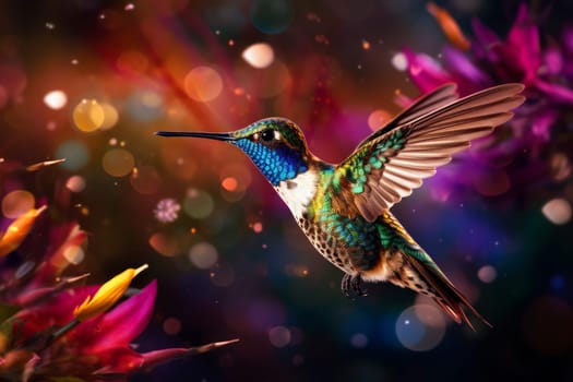 Swift Hummingbird flying. Nature color small. Generate Ai