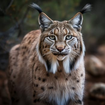 Territorial Iberian lynx forest animal. Mammal predator. Generate Ai