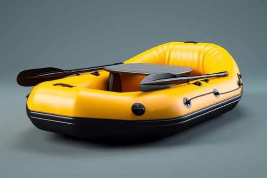 Buoyant Inflatable boat. Yellow craft travel. Generate Ai